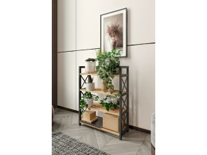 Plastic" houten boekenkast - 46 x 18 x 64 cm - Zwart 2
