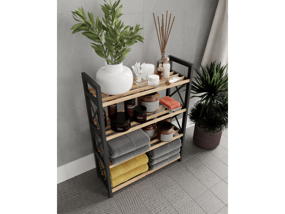 Plastic" houten boekenkast - 46 x 18 x 64 cm - Zwart