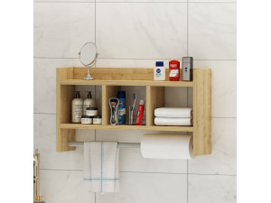 Houten wandplank "Asya" - 63 x 14 x 35 cm - Beige 2