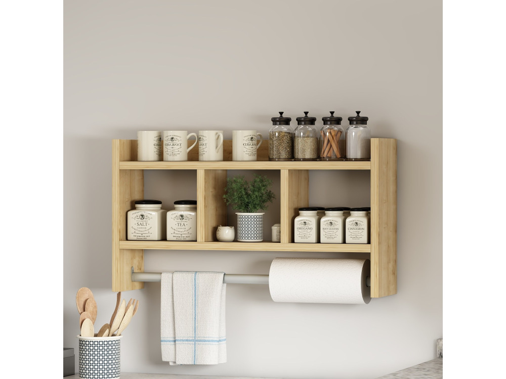 Houten wandplank "Asya" - 63 x 14 x 35 cm - Beige
