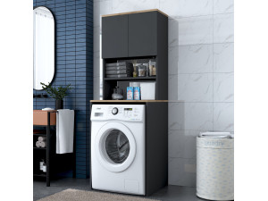 Houten wasmachinekast "Kado" - 65 x 60 x 183 cm - Antracietgrijs 2