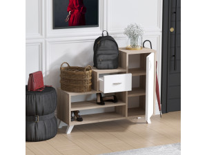 Retro" houten schoenenkast - 90 x 33 x 77 cm - Beige 2
