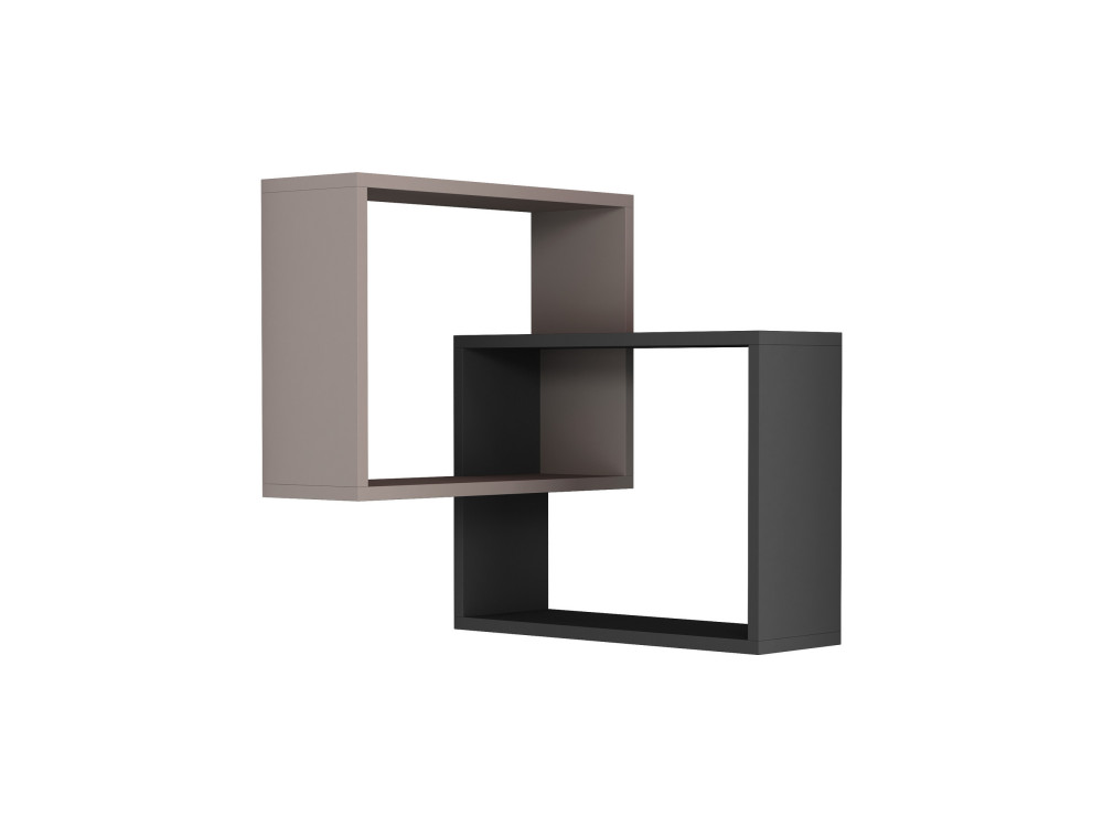 Set van 2 houten hoekwandplanken "Ring" - 68 x 60 x 68 cm - Licht mokkabruin