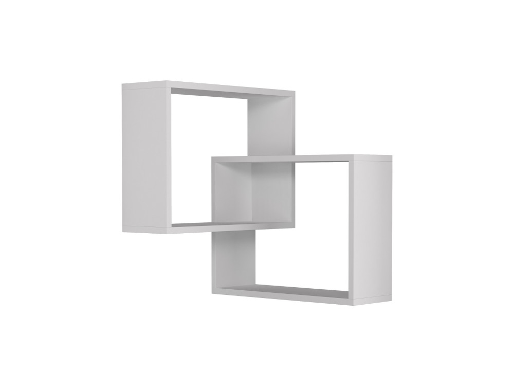 Set van 2 houten hoekwandplanken "Ring" - 68 x 60 x 68 cm - Wit