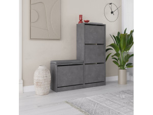 Houten schoenenkast "Dude" - 105 x 26 x 118 cm - Grijs 2