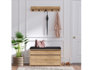 Boby" houten schoenenkast met bankje - 80 x 35 x 42 cm - Beige 2