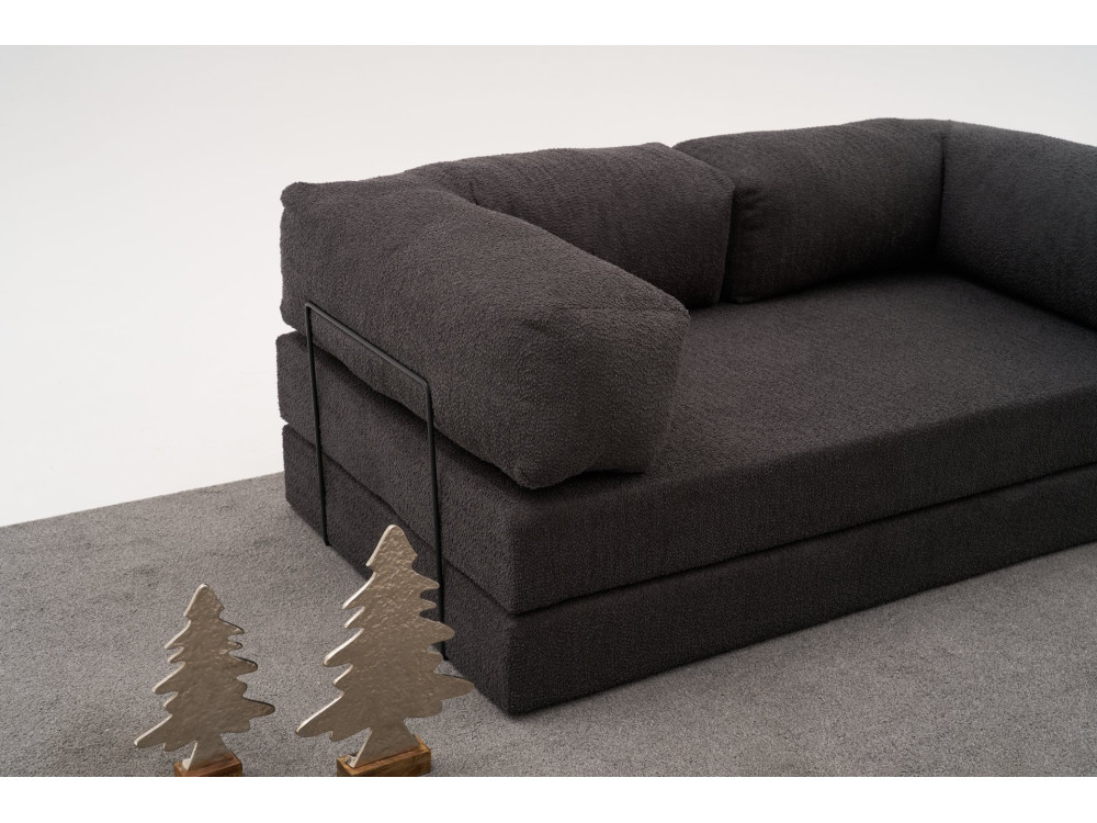 3-zitsbank in stof "Comfort" - 190 x 95 x 75 cm - Houtskoolgrijs