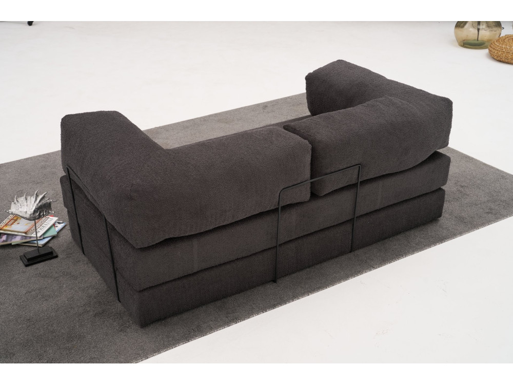 3-zitsbank in stof "Comfort" - 190 x 95 x 75 cm - Houtskoolgrijs