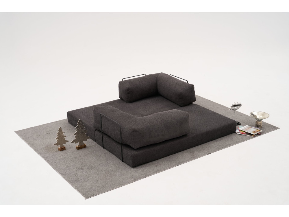 3-zitsbank in stof "Comfort" - 190 x 95 x 75 cm - Houtskoolgrijs