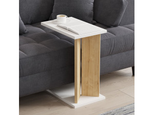 Houten bijzettafel Lun - 25 x 50 x 48 cm - Beige 2