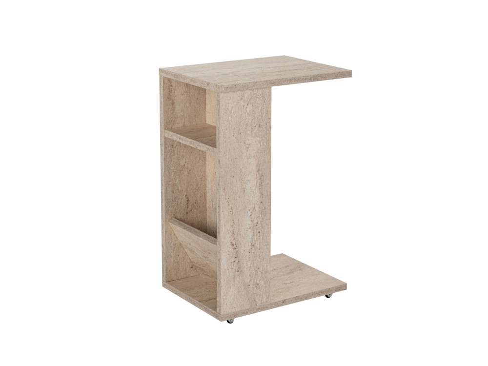Houten bijzettafel "Filinta" - 30 x 40 x 63 cm - Travertin