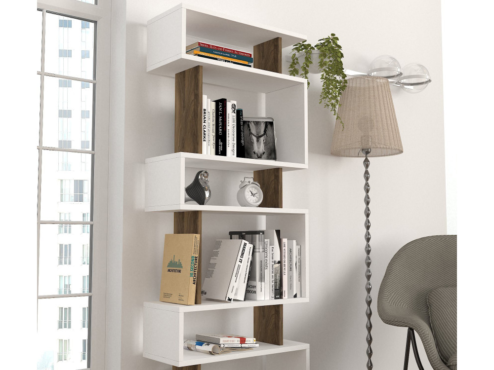 Blok" houten boekenkast - 60 x 19 x 165 cm - Bruin