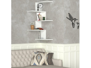 Houten wandplank "Caniko" - 51 x 29 x 109 cm - Wit 2