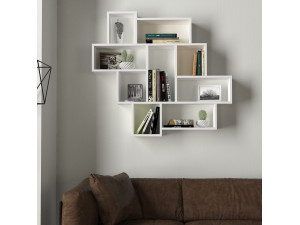 Houten wandplank "Parola" - 115 x 15 x 103 cm - Wit 2