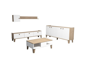 Houten loungemeubelset "Sumer" - 180 x 41 x 77 cm - Wit