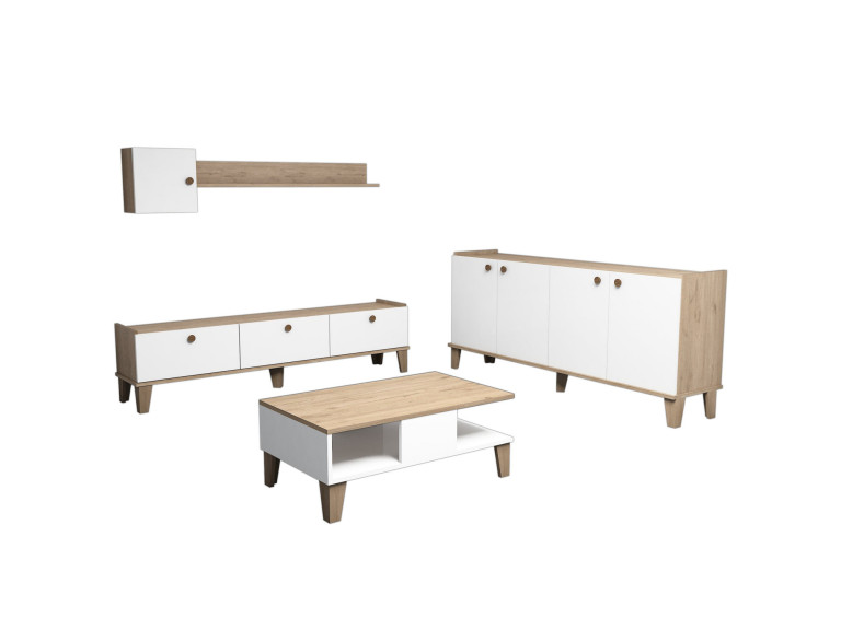 Houten loungemeubelset "Sumer" - 180 x 41 x 77 cm - Wit