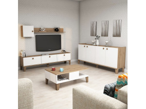 Houten loungemeubelset "Sumer" - 180 x 41 x 77 cm - Wit 2