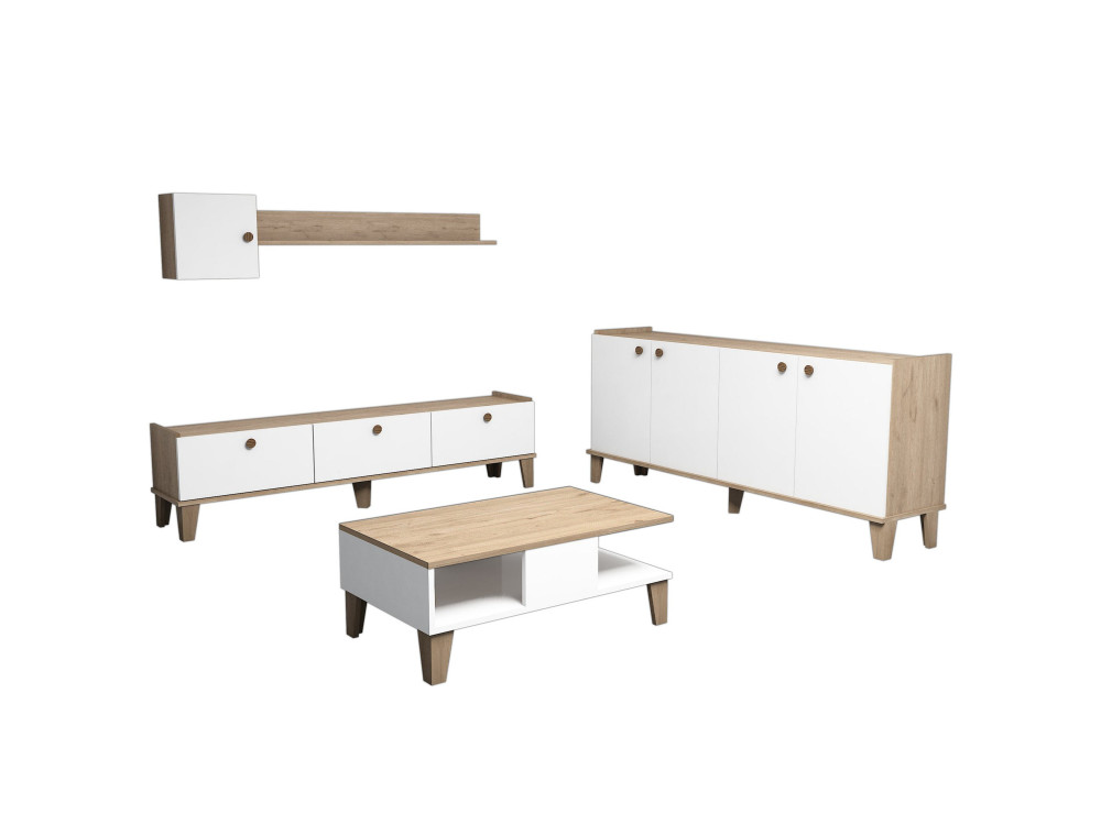 Houten loungemeubelset "Sumer" - 180 x 41 x 77 cm - Wit