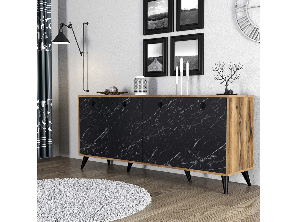 Houten dressoir Elite - 180 x 45 x 80 cm - Zwart