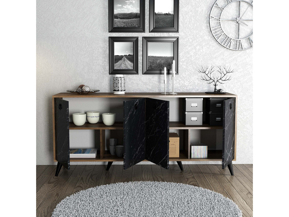 Houten dressoir Elite - 180 x 45 x 80 cm - Zwart