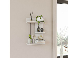 Kinik" houten wandplank - 40 x 19 x 60 cm - Wit 2