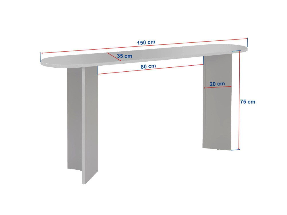 Houten console "Sira" - 150 x 35 x 75 cm - Travertin