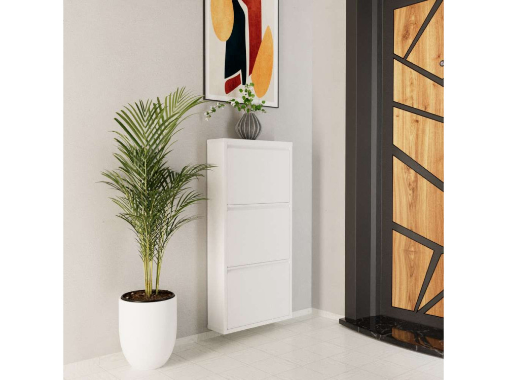 Metalen schoenenkast Luna - 50 x 15 x 103 cm - Wit