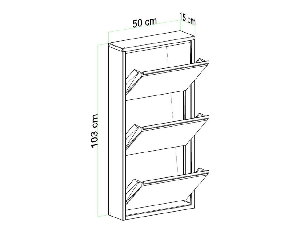 Metalen schoenenkast Luna - 50 x 15 x 103 cm - Wit