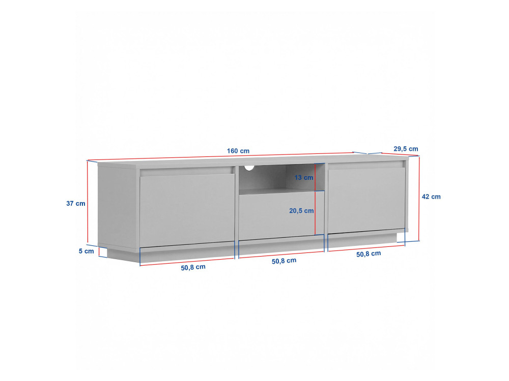 Houten TV-meubel "Sentinel" - 160 x 30 x 42 cm - Wit