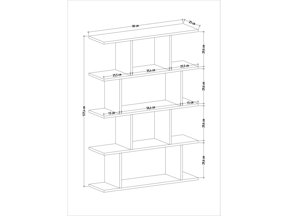 Houten boekenkast "Harmon" - 90 x 25 x 127 cm - Wit