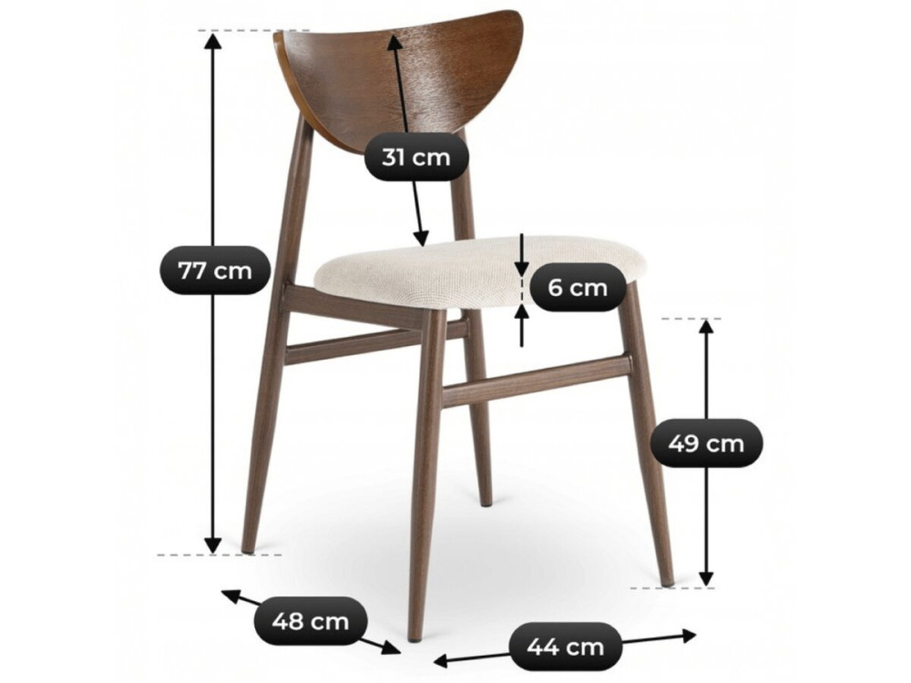 Houten eetkamerstoel "Lumbra" in scandinavische stijl - Bruin