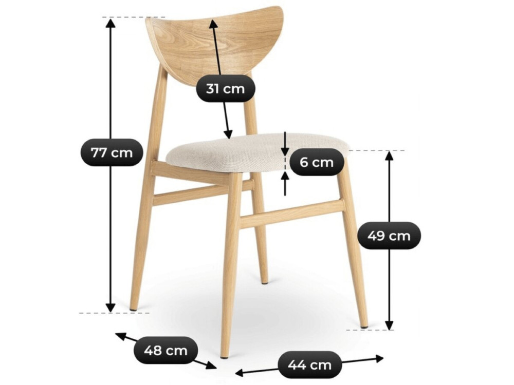 Houten eetkamerstoel "Lumbra" - Beige