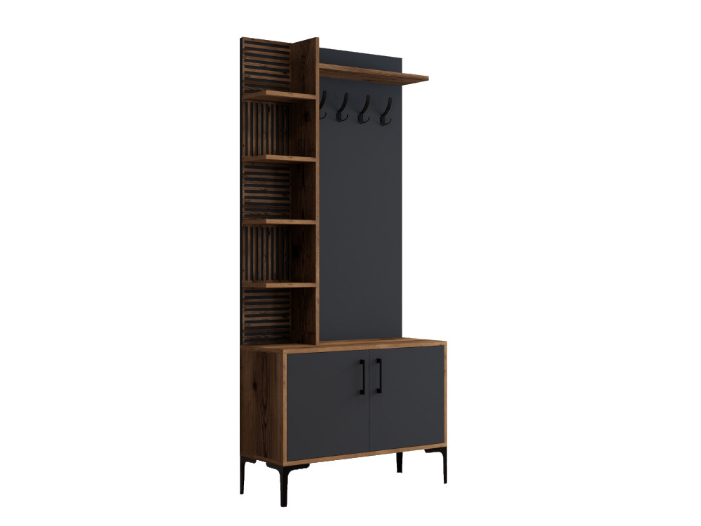 Viyana D" houten vestibule - 90 x 35 x 200 cm - Antracietgrijs