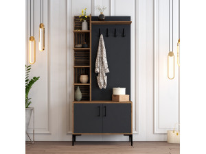 Viyana D" houten vestibule - 90 x 35 x 200 cm - Antracietgrijs 2