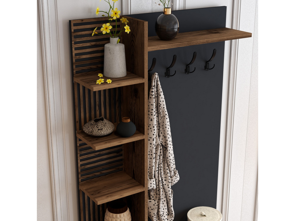 Viyana D" houten vestibule - 90 x 35 x 200 cm - Antracietgrijs