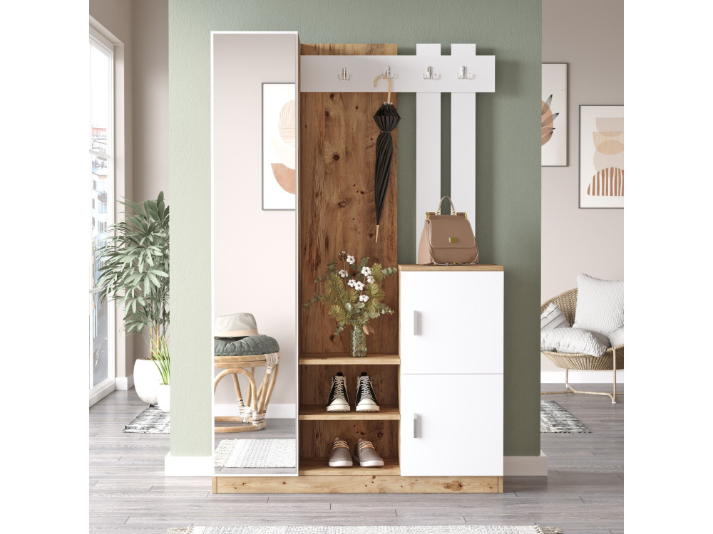 DD7" houten vestibule - 113 x 37 x 179 cm - Wit