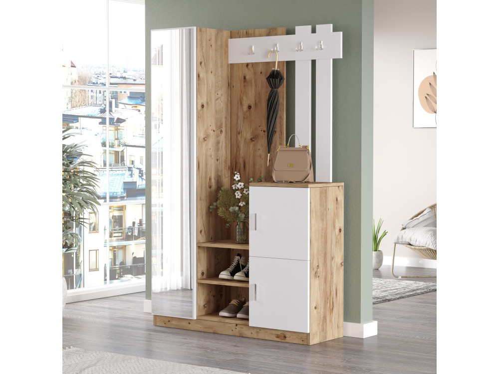 DD7" houten vestibule - 113 x 37 x 179 cm - Wit