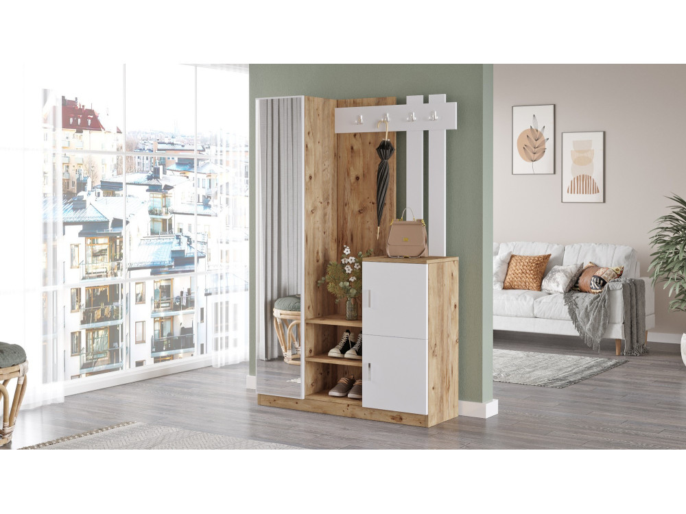 DD7" houten vestibule - 113 x 37 x 179 cm - Wit