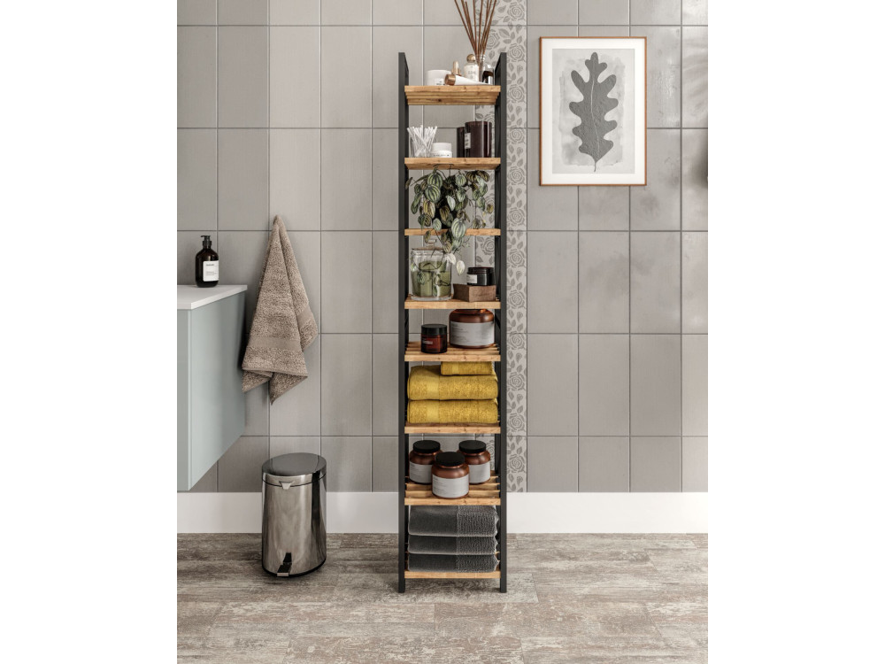 Mini" multifunctionele houten plank 23 x 18 x 128 cm - Zwart