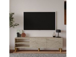 Houten TV-meubel "River" - 150 x 31 x 48 cm - Travertin 2