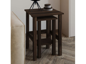 Set van 2 houten bijzettafels "Gina 2" - 45 x 45 x 60 cm - Bruin 2