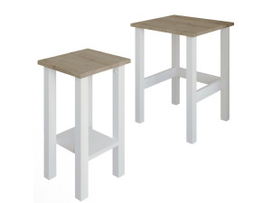 Set van 2 "Gina 2" houten bijzettafels - 45 x 45 x 60 cm - Beige