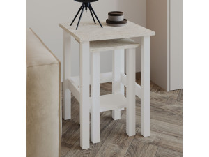 Set van 2 "Gina 2" houten bijzettafels - 45 x 45 x 60 cm - Wit 2