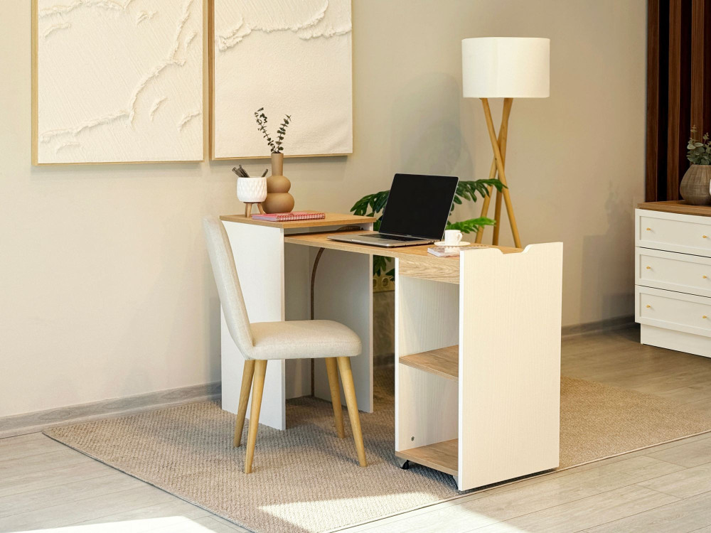 Modulo" houten bureau - 97 x 47 x 75 cm - Beige