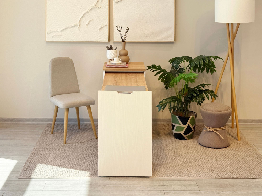 Modulo" houten bureau - 97 x 47 x 75 cm - Beige