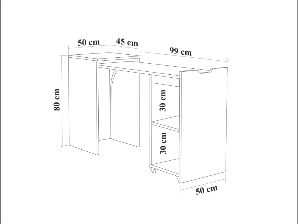 Modulo" houten bureau - 97 x 47 x 75 cm - Beige