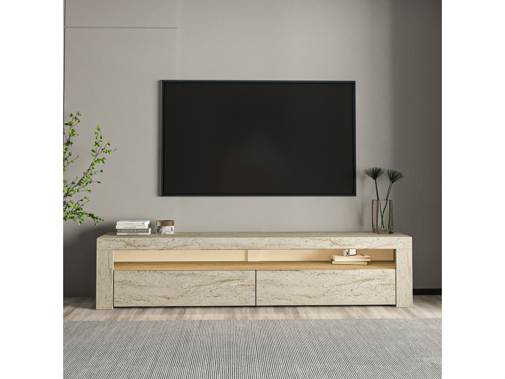 Houten TV-meubel "Bati" - 150 x 36 x 46 cm - Travertin