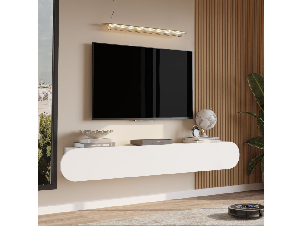 Houten TV-standaard LUM1 - 180 x 31 x 29 cm - Wit