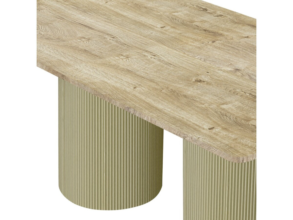 Zénith" ovale houten eettafel - 180 cm - Zitplaatsen 8 - Beige