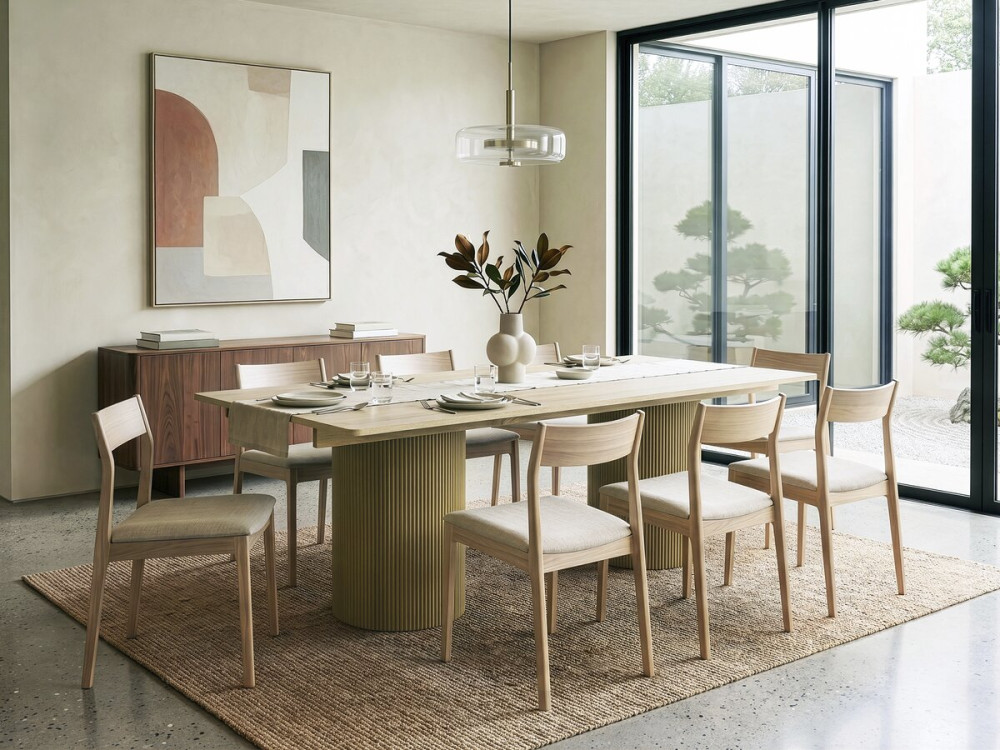 Zénith" ovale houten eettafel - 180 cm - Zitplaatsen 8 - Beige